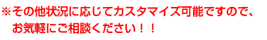 ※その他状況に応じてカスタマイズ可能ですので、お気軽にご相談ください！！